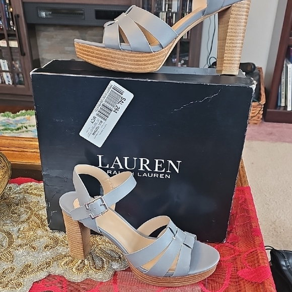 Lauren Ralph Lauren Shoes - Lauren Ralph Lauren Gray Strappy Block Heels